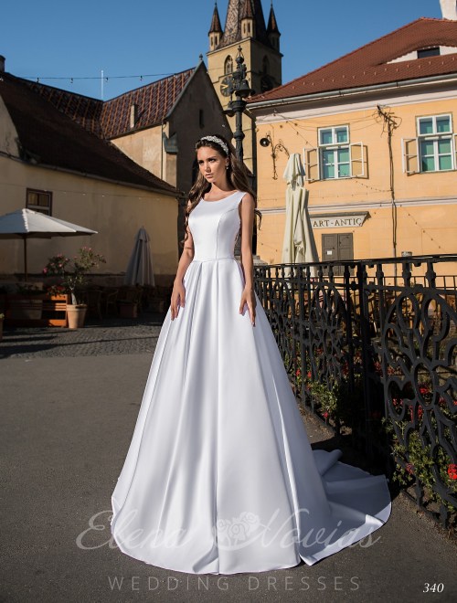 Satin wedding dress with wide straps 340